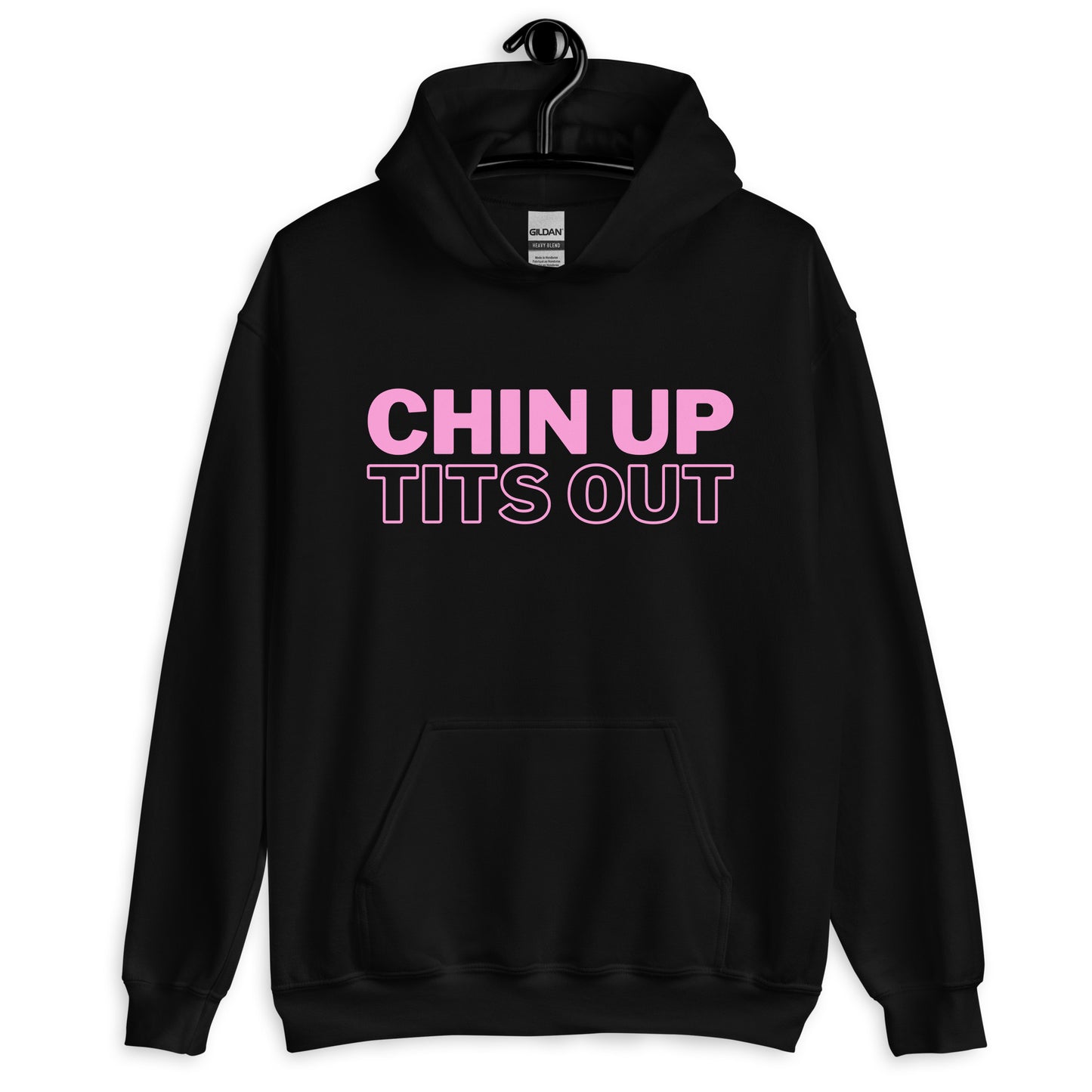 CHIN UP TITS OUT - Unisex Oversized Hoodie Black/White/Pink