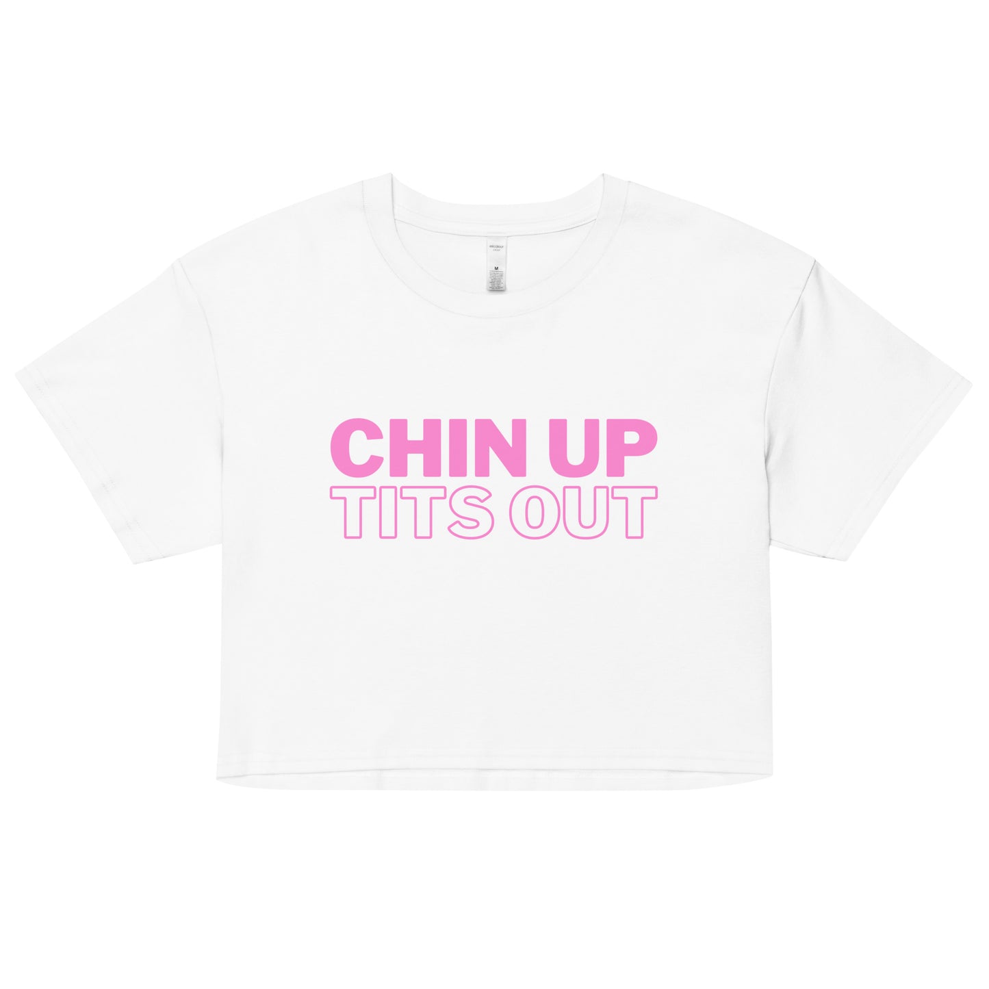 CHIN UP TITS OUT - Women's Relaxed Fit Crop Top Black/White/Pink